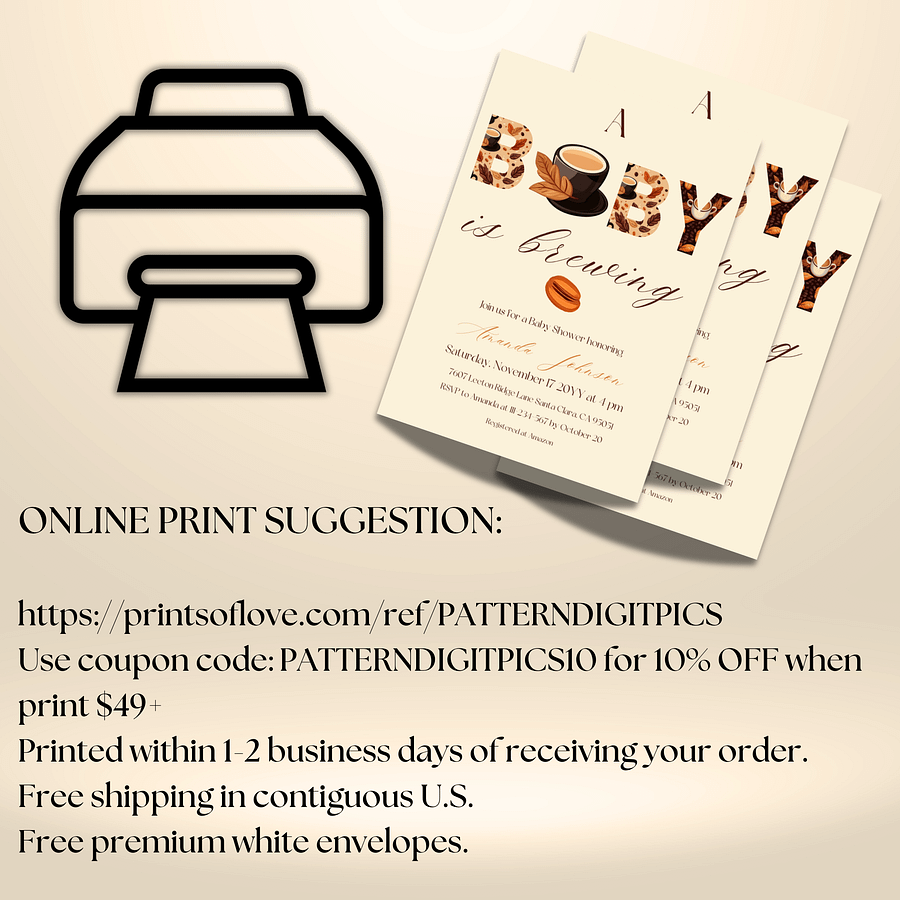 Coffee Baby Shower Invitation, Rustic Beige Baby Shower Party, A Baby is Brewing Themed Brunch Invite, Digital Download Canva Template product image (10)
