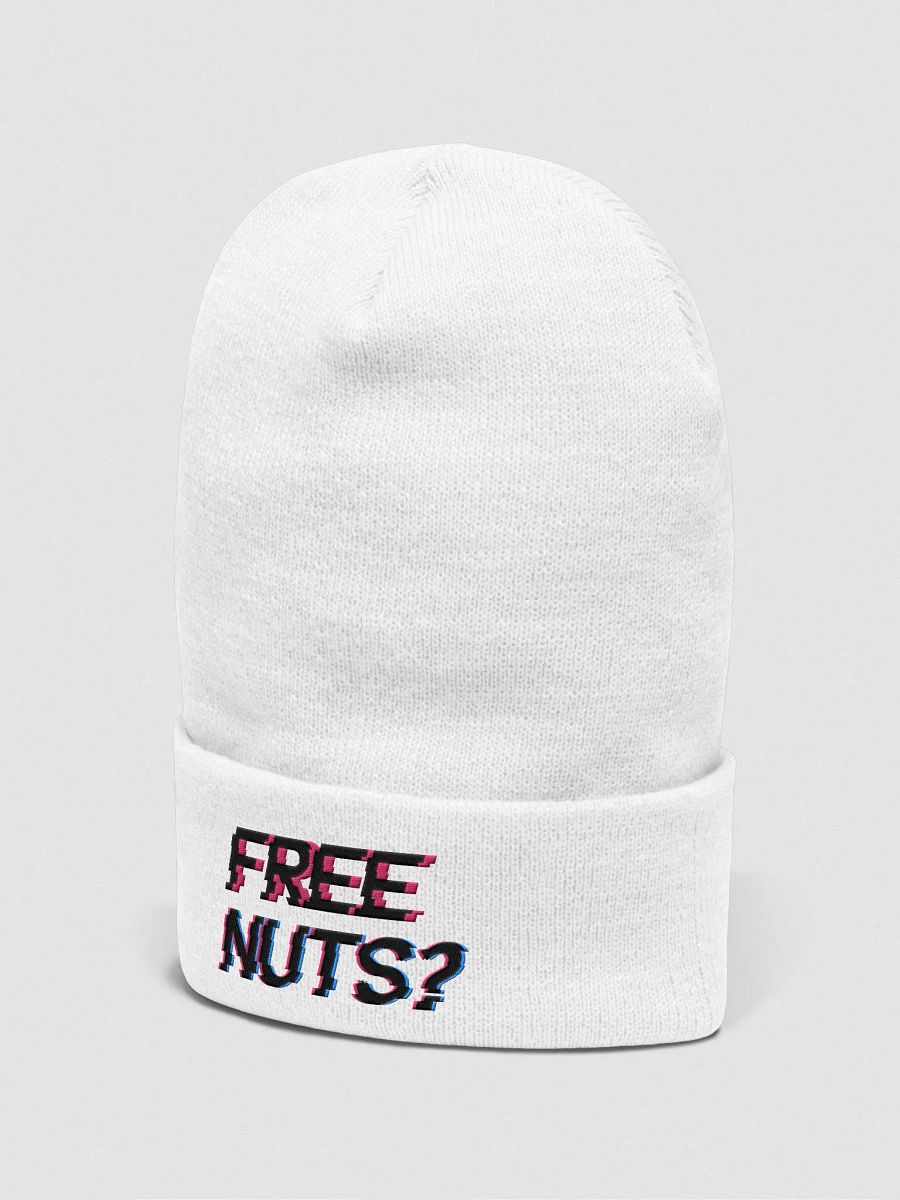 Free Nuts? Cuffed White Beanie product image (2)