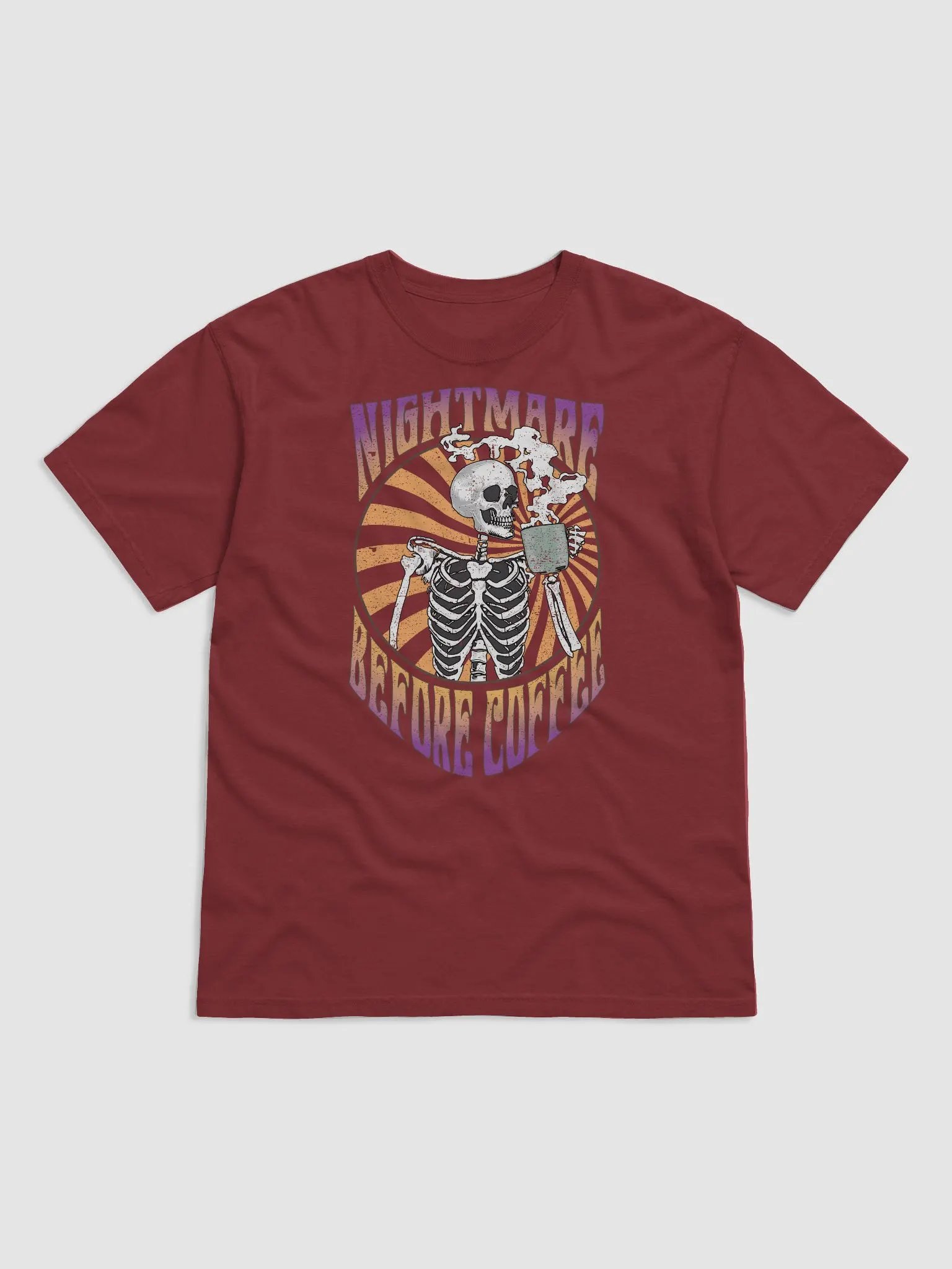 Nightmare Before Coffee Skeleton Drinking Coffee T-Shirt | Funny Fall and Halloween Skeleton Design for Coffee Lovers product image (8)