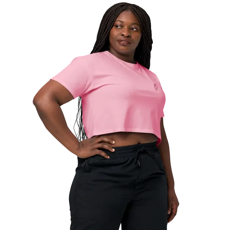 EXCLAIMING MENTALLY (L.C. pink) embroidered cotton crop top product image (11)