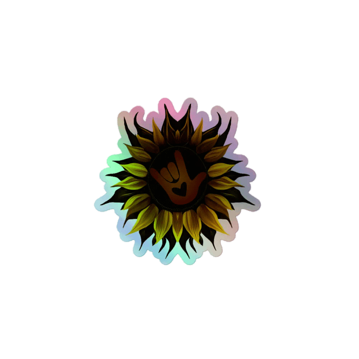 ASL Love Sunflower Holographic Sticker Sheet product image (1)