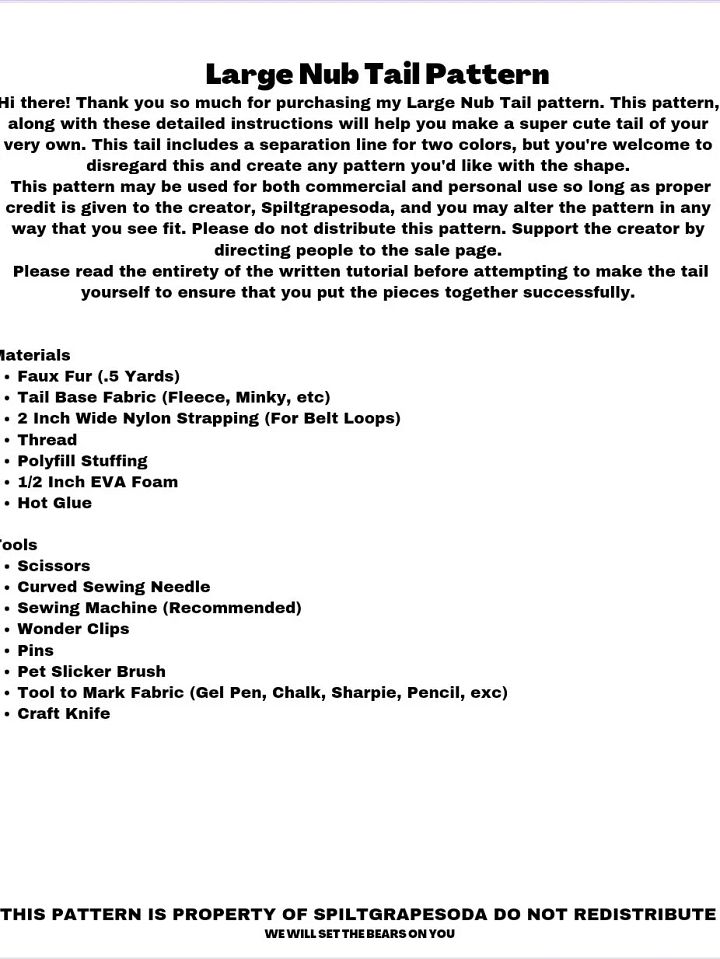 Large Nub Tail Pattern [PDF DOWNLOAD] product image (2)