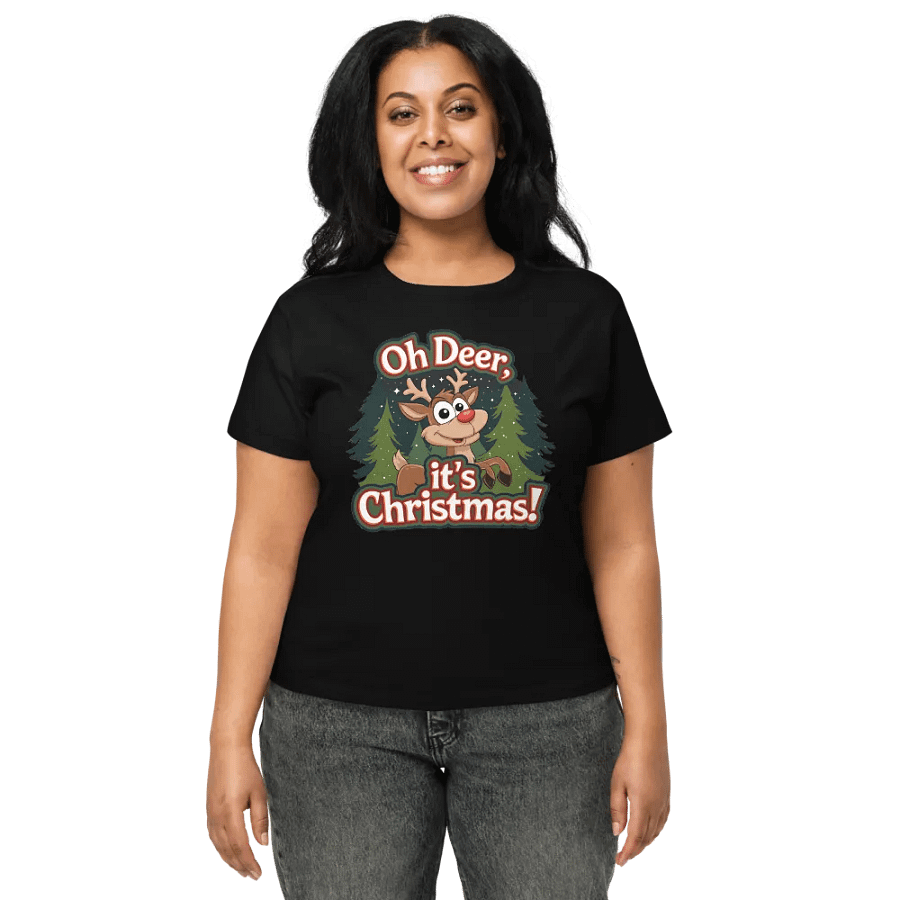 Oh Deer Christmas High-Waisted Tee product image (7)