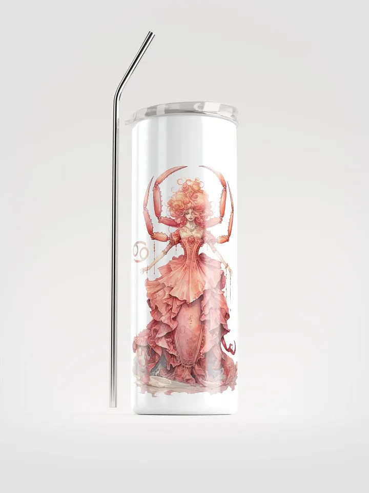 Illustrated Cancer Zodiac Stainless Steel Tumbler: Embrace Lunar Grace! ♋🌙 product image (1)