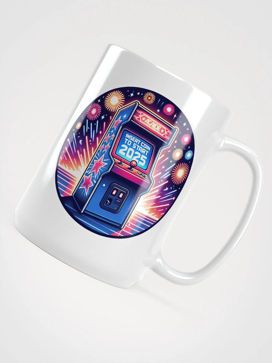 Insert Coin 2025 Mug – Arcade Glow & Fireworks Design product image (5)