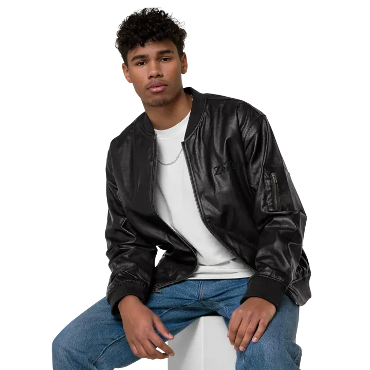 Zenith Shadowed Elegance Unisex Faux Leather Bomber Jacket product image (1)