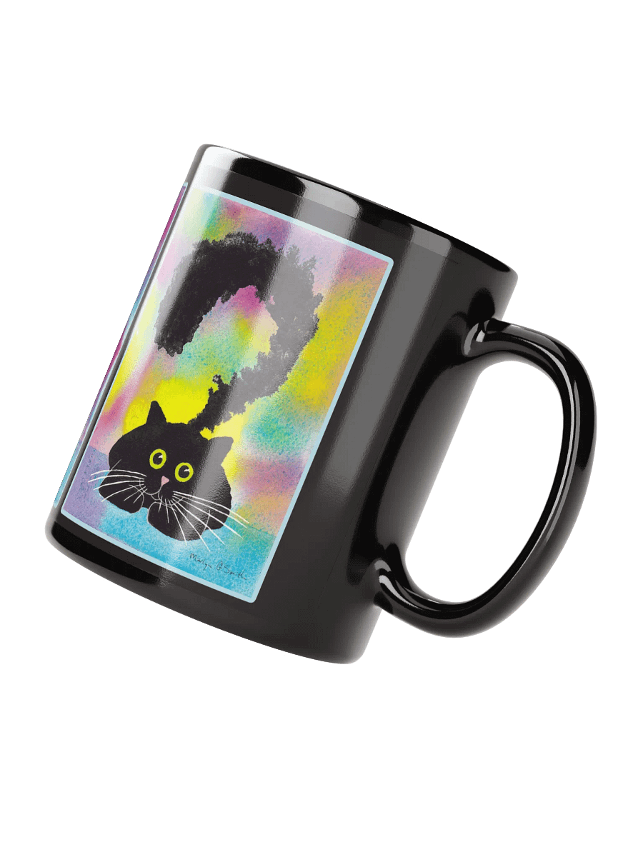 Black Kitty Coming to Full Attention on Black Ceramic Mug product image (5)