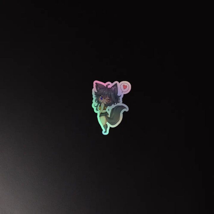 WolfcatRisi Flirty Chibi Holographic Sticker product image (2)