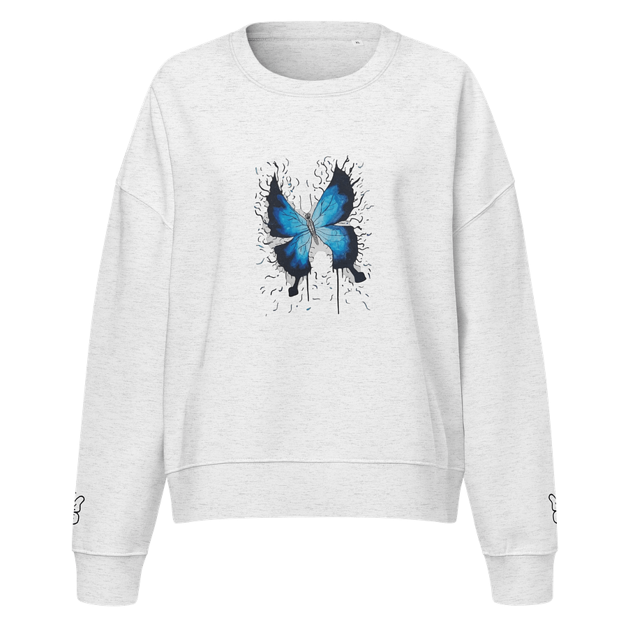 Blue Butterfly (art by Dina R.) watercolor painting - Women's Organic Crew Neck Sweatshirt product image (3)