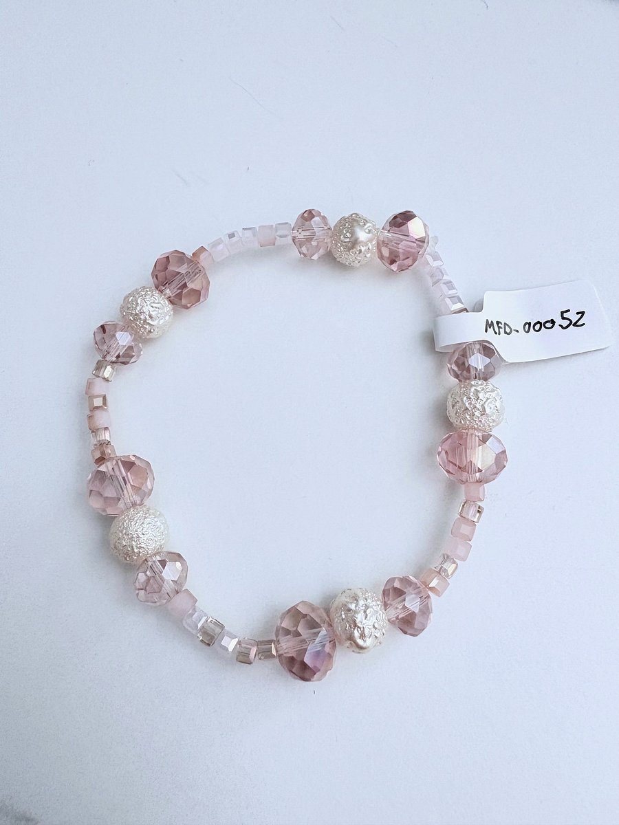 Blush Whisper | Faceted & Iridescent Bead Bracelet | Handmade 7" Coastal Charm | by Monique Faella Designs™ | MFD-00052 product image (8)