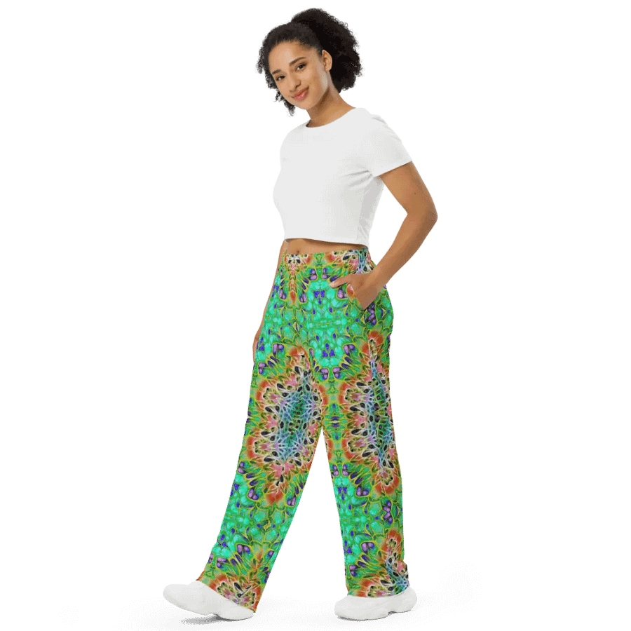 Green Orange Kaleidoscope Wideleg Pants product image (4)