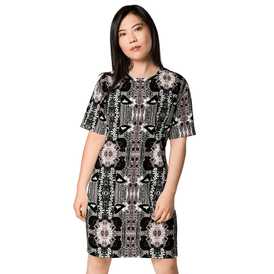Abstract Floral Birds Ladies T Shirt Dress product image (2)
