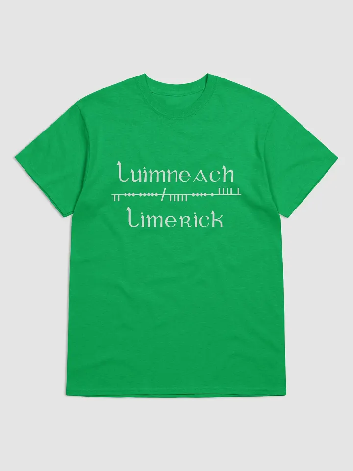 Limerick/Luimneach Scholastic style Ogham, Green Printed T-shirt product image (1)