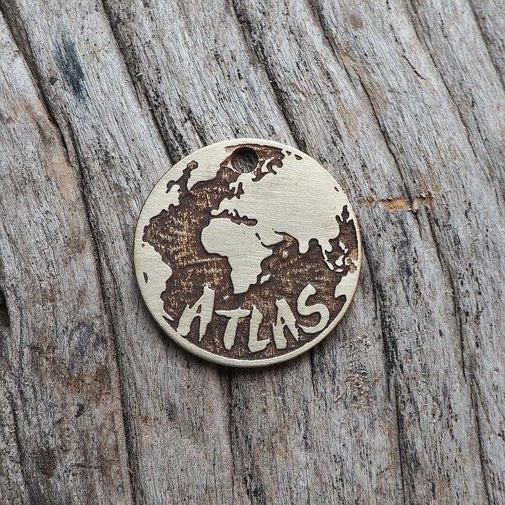 Personalized Pet Name Tag with Atlas-Inspired Design for Dogs and Cats. product image (2)