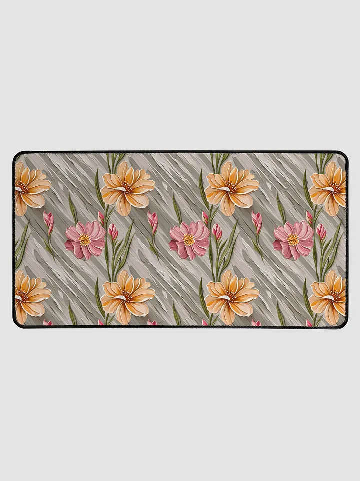 Desk Mat (31.5x15.5 inches) - Painted Flowers in Shades of Yellow and Pink product image (1)
