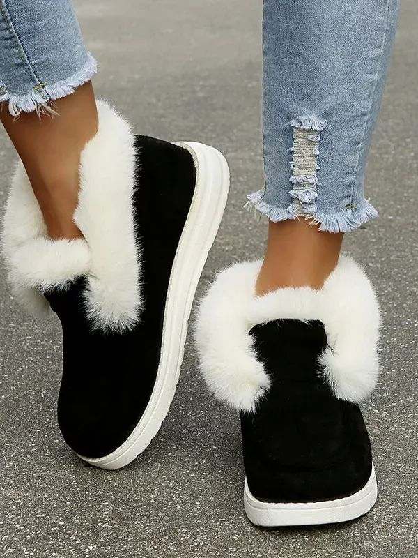 Women Moccasin Faux Fur Lined Slipper Ladies Winter Warm Boots Suede Ankle Shoes product image (2)
