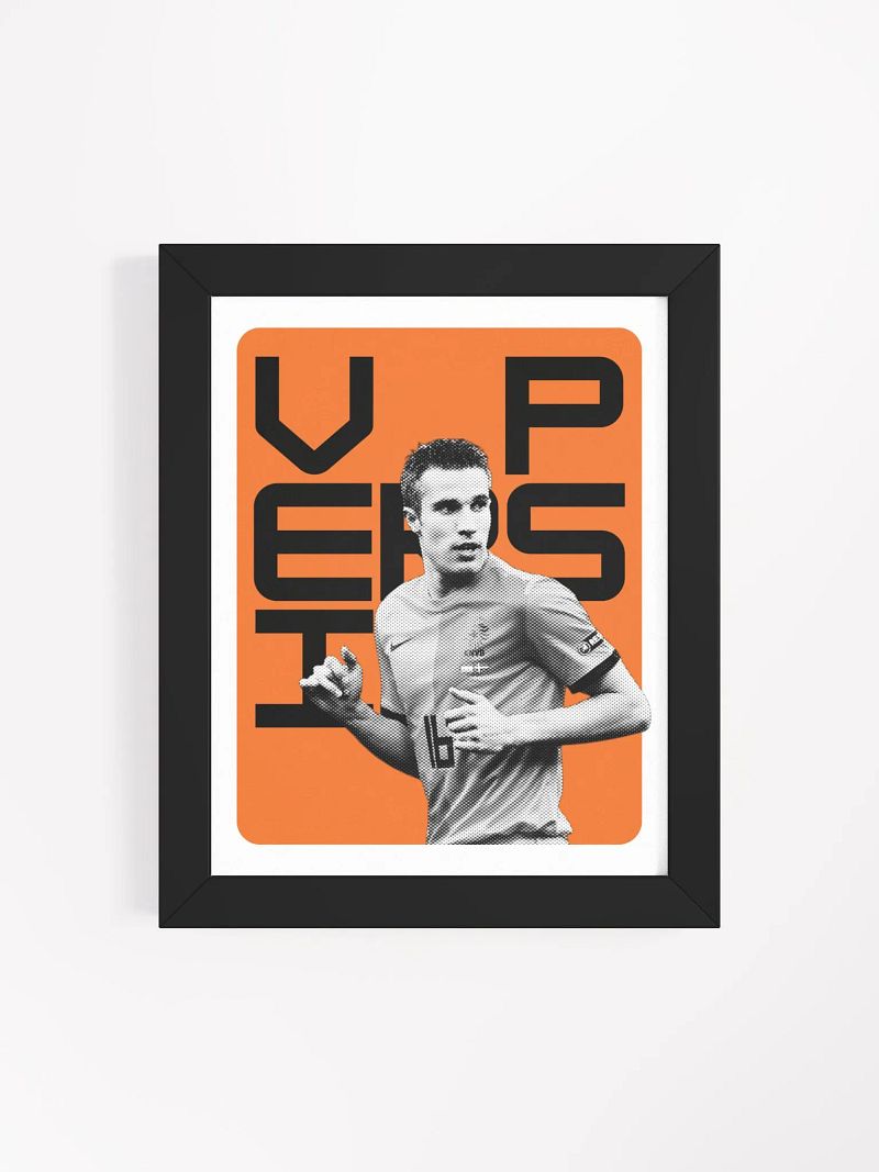Robin van Persie BW Netherlands Name Art Framed Print