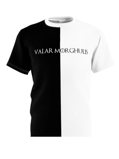 Valar Morghulis Valar Dohaeris Split Black & White Tee product image (1)
