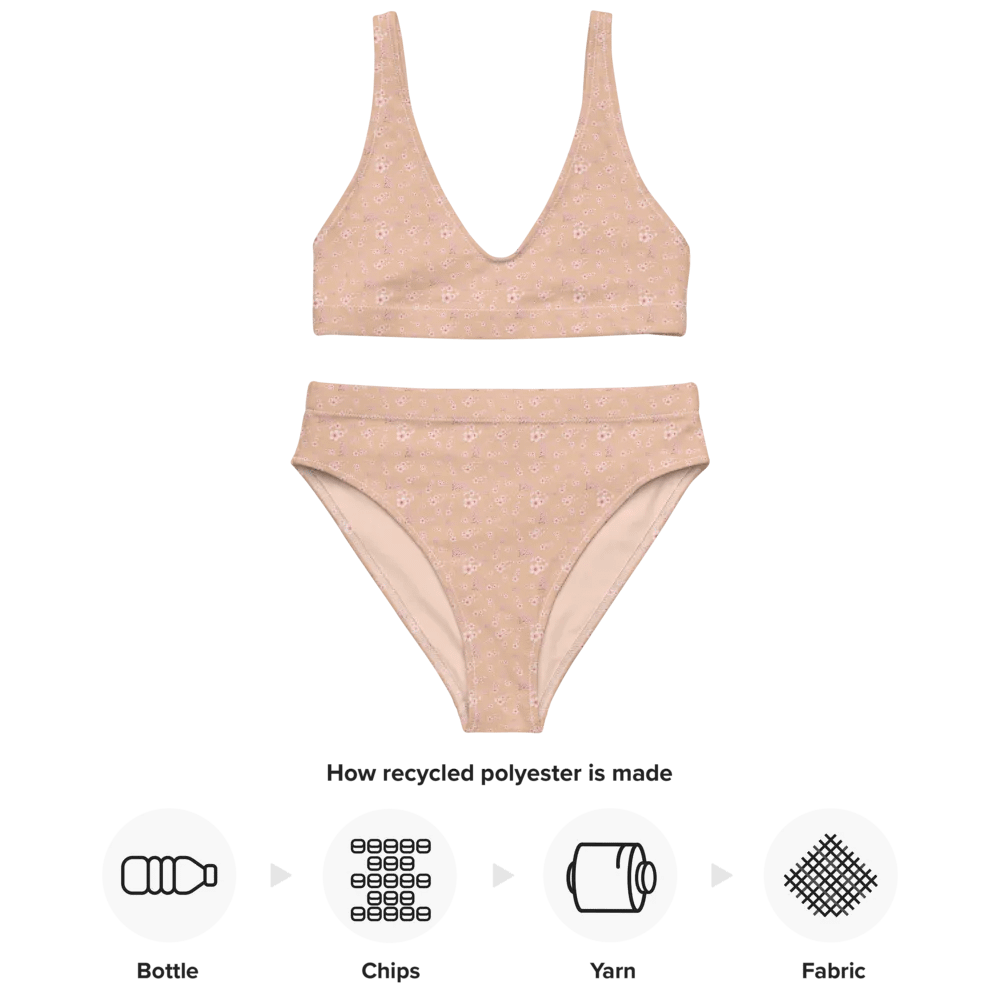 Cherry Blossoms on Cream Eco-Green Two-Piece Bikini Swimsuit product image (6)