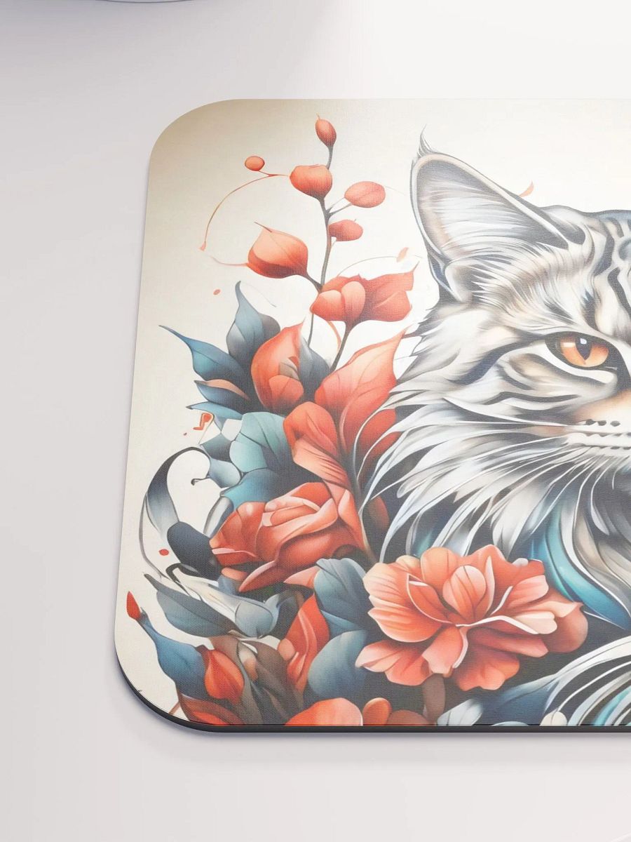 Cat with Fiery Florals Mouse Pad product image (7)