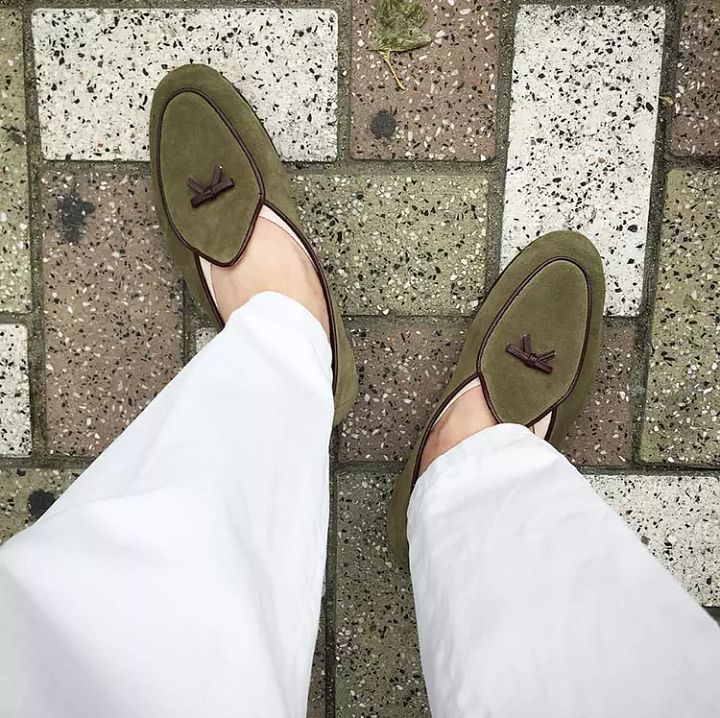 Handmade Genuine Suede Leather Dark Brown Slip On Loafer Dress Shoes For Men product image (1)