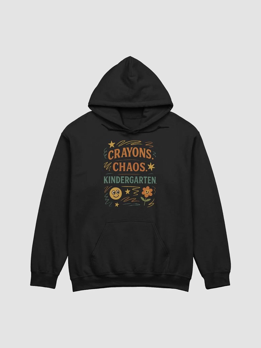Crayons. Chaos. Kindergarten. Hoodie – Retro Pullover for Early Educators product image (1)