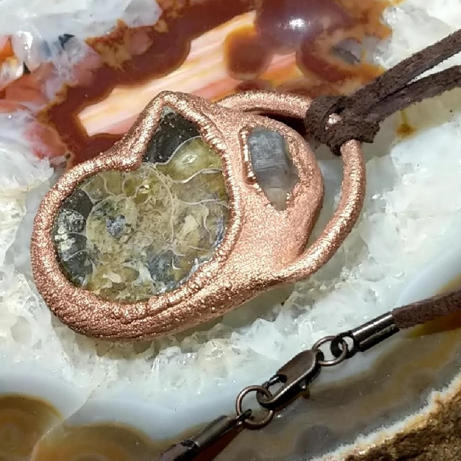 Ammonite, Herkimer Diamond & Sunstone Amulet product image (1)