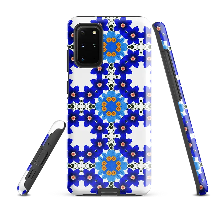 Tough Phone Case for Samsung® - Blue and Yellow Geometric Floral Pattern product image (2)