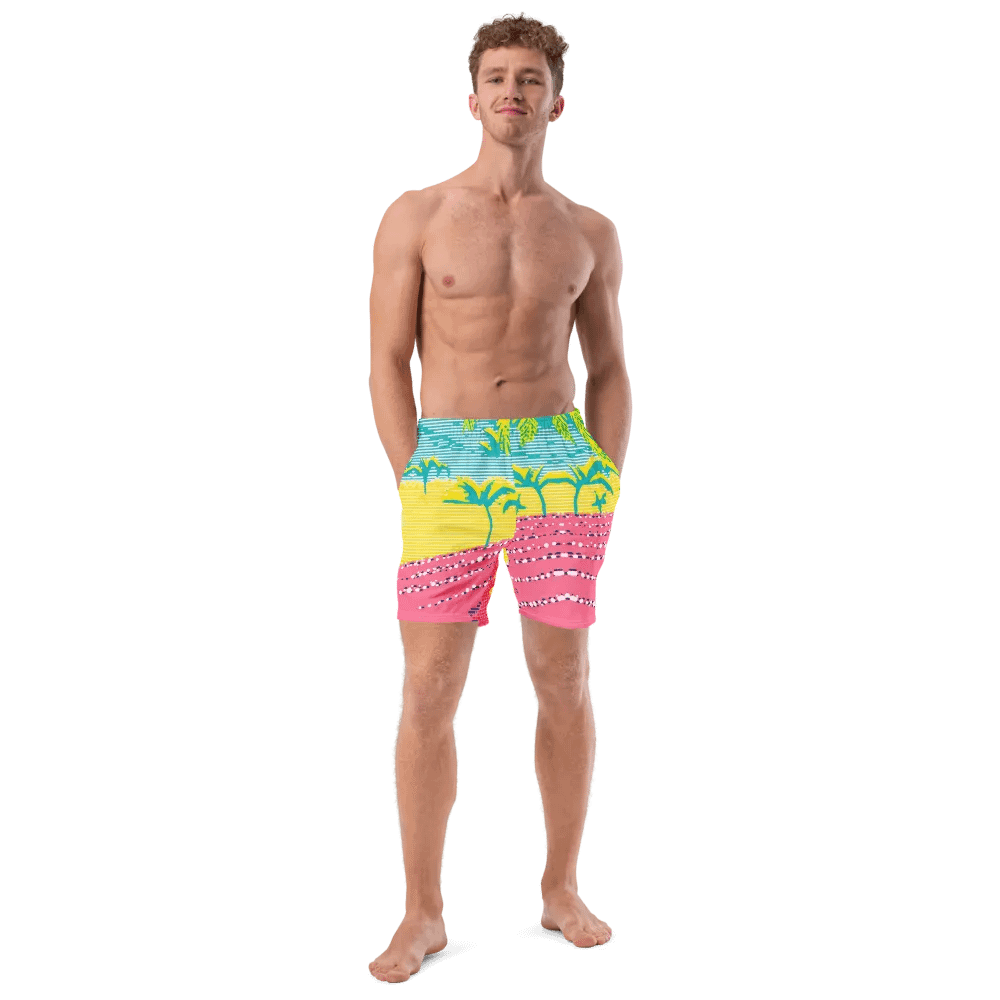 Neon Tropical Paradise All-Over Swim Trunks product image (6)