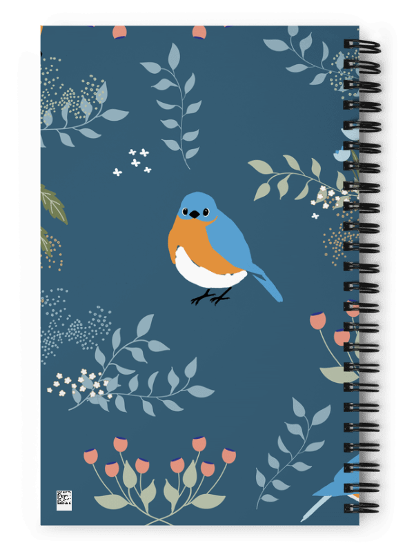 Bluebird & Flower Dot Grid Spiral Notebook product image (2)
