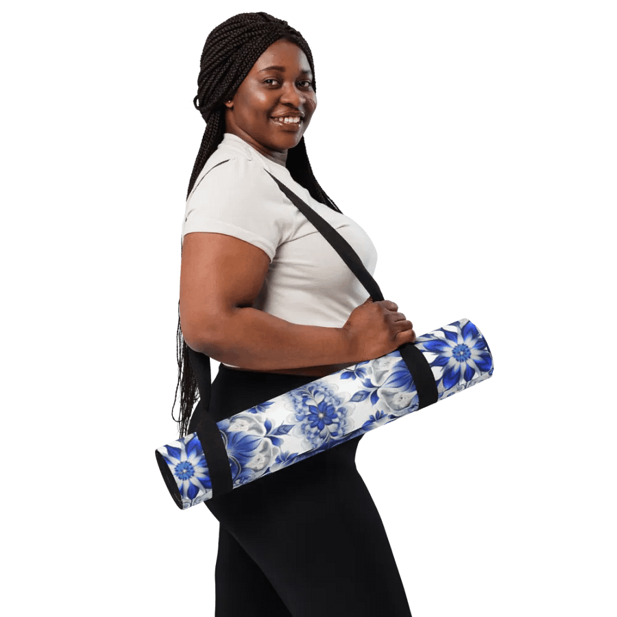 Yoga Mat with Intricate Blue and White Floral Pattern product image (5)