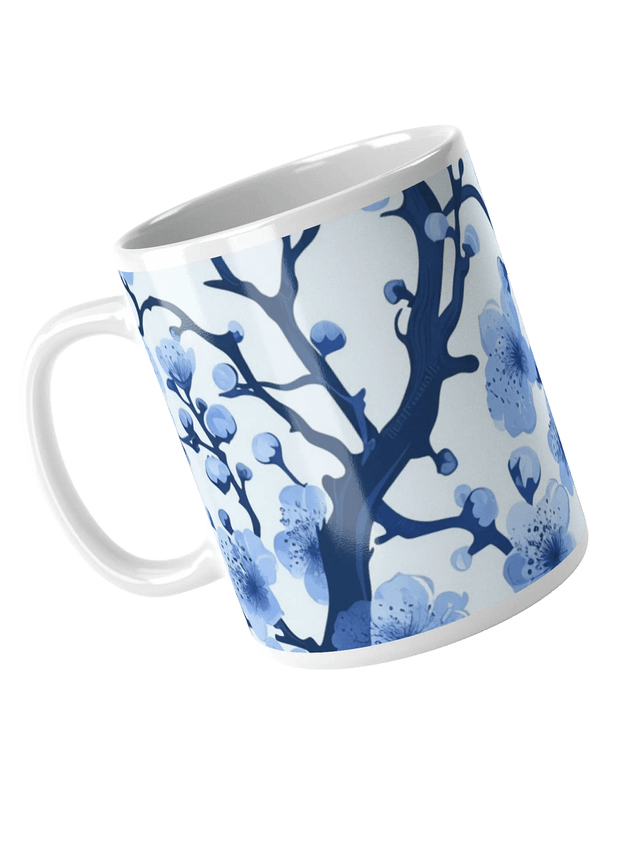 Blue and White Floral White Glossy Ceramic Mug by Treasure Pie product image (3)