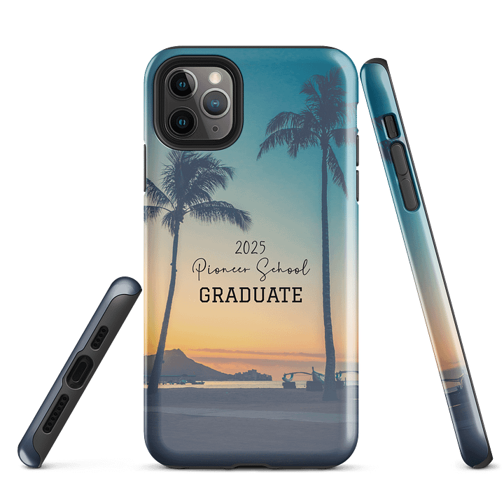 2025 Pioneer School Graduate iPhone Tough Case – Sunset Palm Design product image (1)