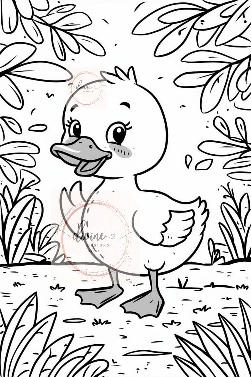 Cute Duckling coloring page 5