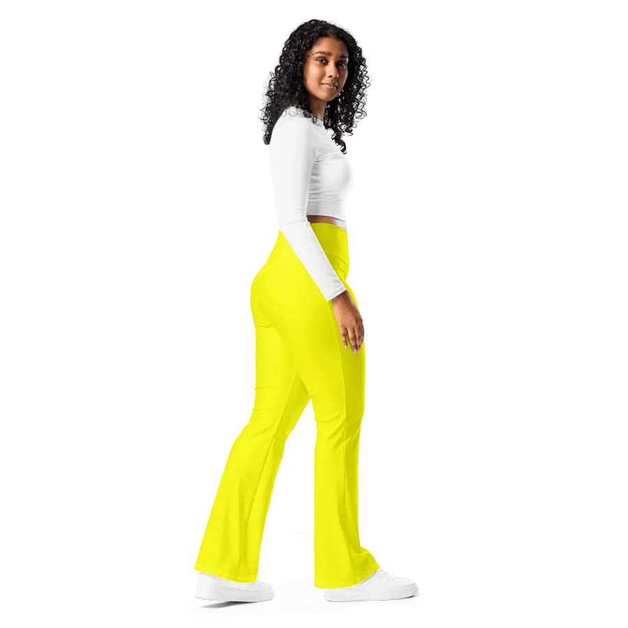 Plain Color Yellow Flare Leggings product image (4)