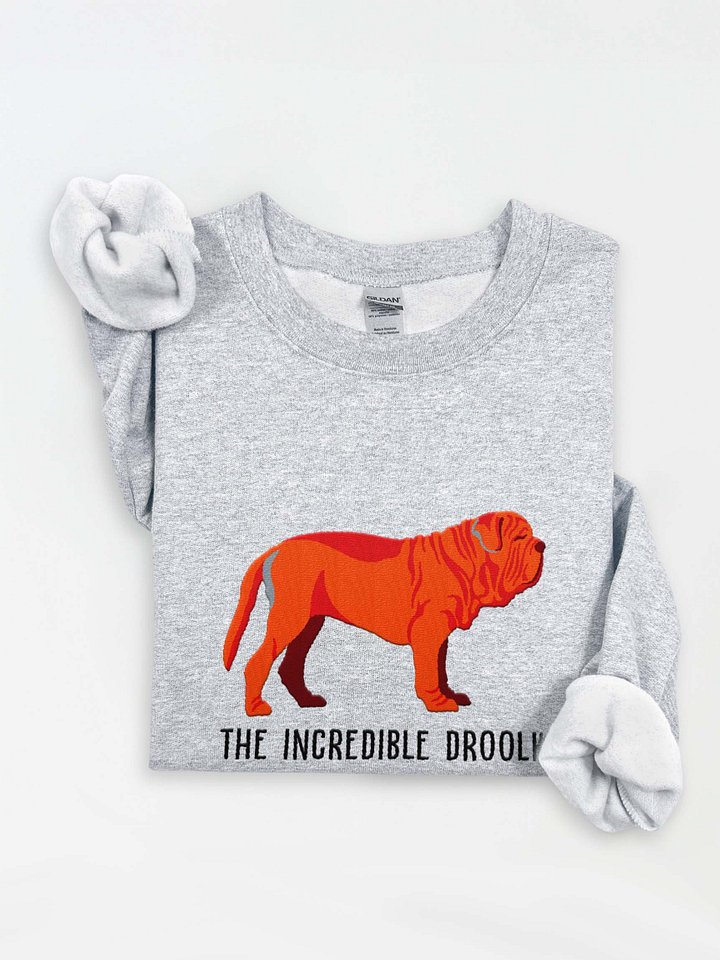 The Incredible Droolk Sweatshirt (Embroidered) of a Neapolitan Mastiff(Red) product image (1)
