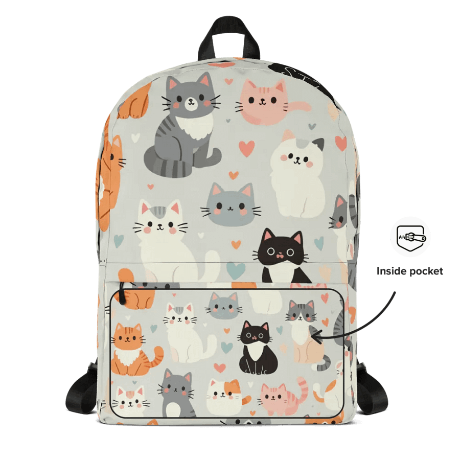 Pastel Cat Pattern Backpack product image (4)