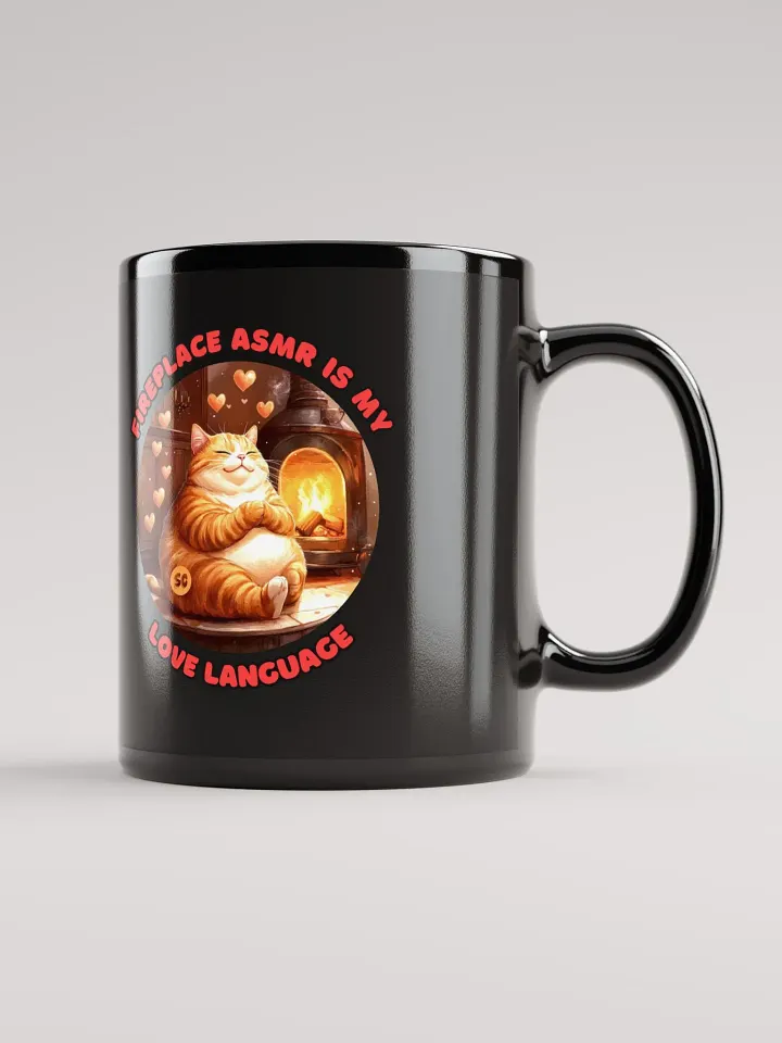 Cozy Cat - Fireplace ASMR is my Love Language | Black Glossy Mug product image (2)