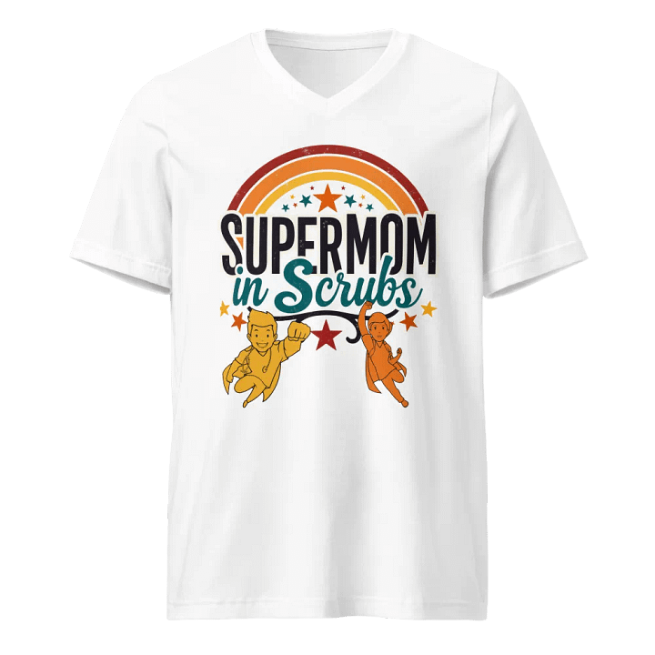 Supermom in Scrubs Rainbow V-Neck Tee product image (1)