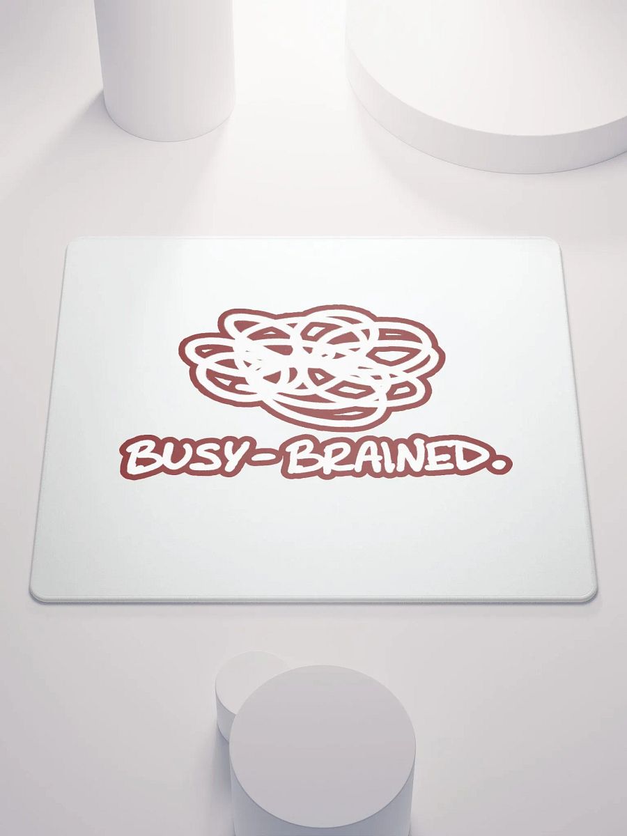 BUSY-BRAINED (lined design, #6D1616) mouse pad product image (1)