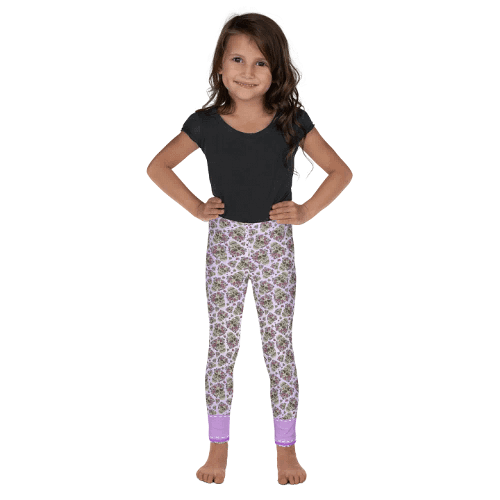 Smoky Lilac Skull & Rose Soft Kids Leggings product image (1)