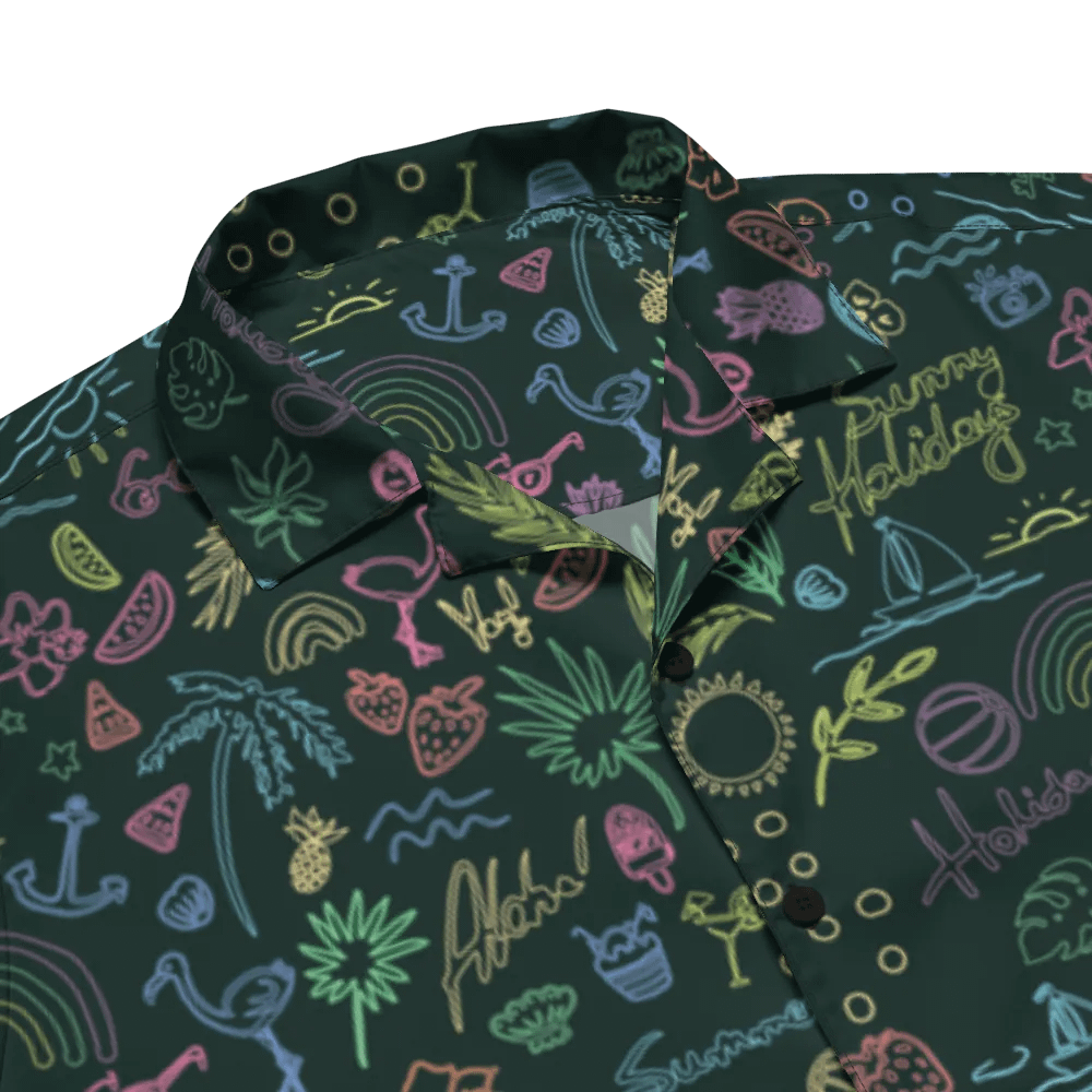 Retro Neon Sunset Palm Trees Hawaiian Shirt product image (2)