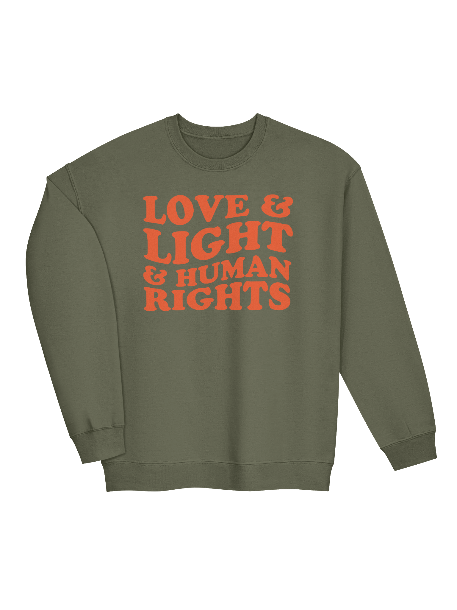 Love, Light & Human Rights Crew Sweatshirt (Orange) product image (9)