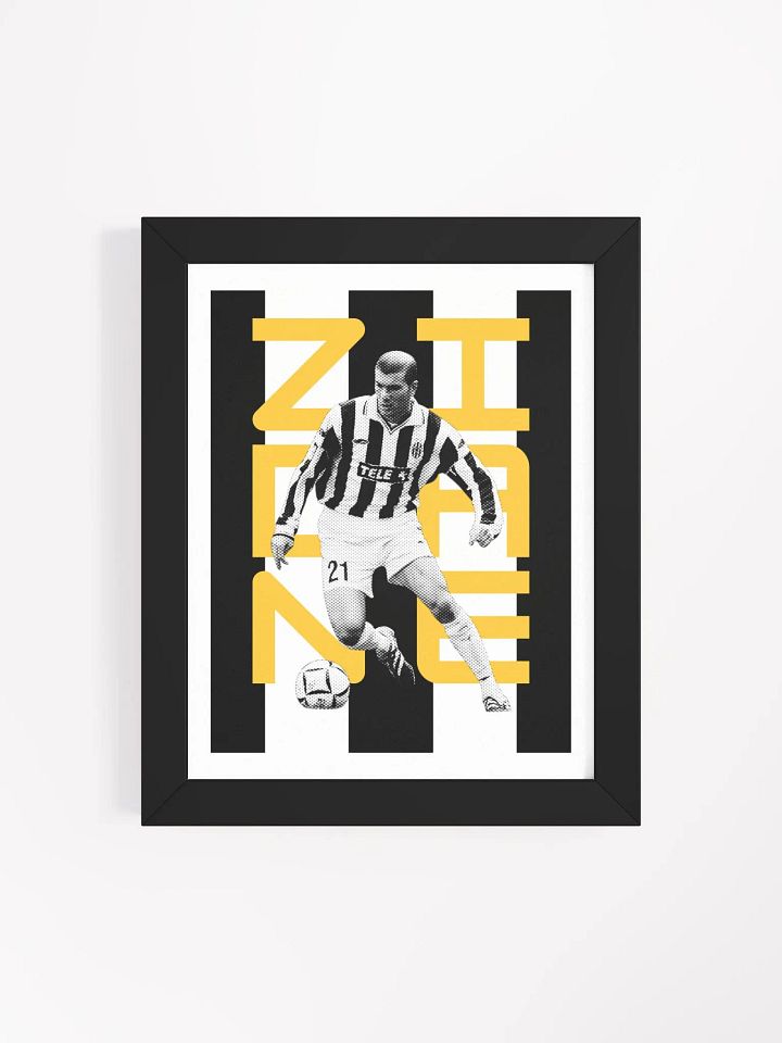 Zinedine Zidane BW Juventus Name Art Framed Print product image (2)
