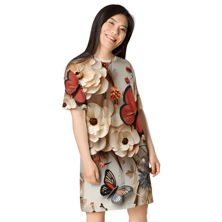 3D-Ditsy-Flowers-Seamless-Patterns T-shirt Dress - V14 product image (8)
