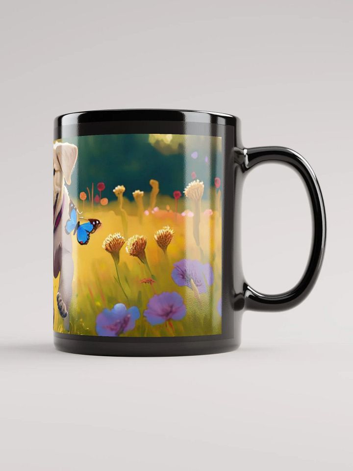 Floral Fetch: Black Glossy Mug for Dog Lovers flower mug product image (2)