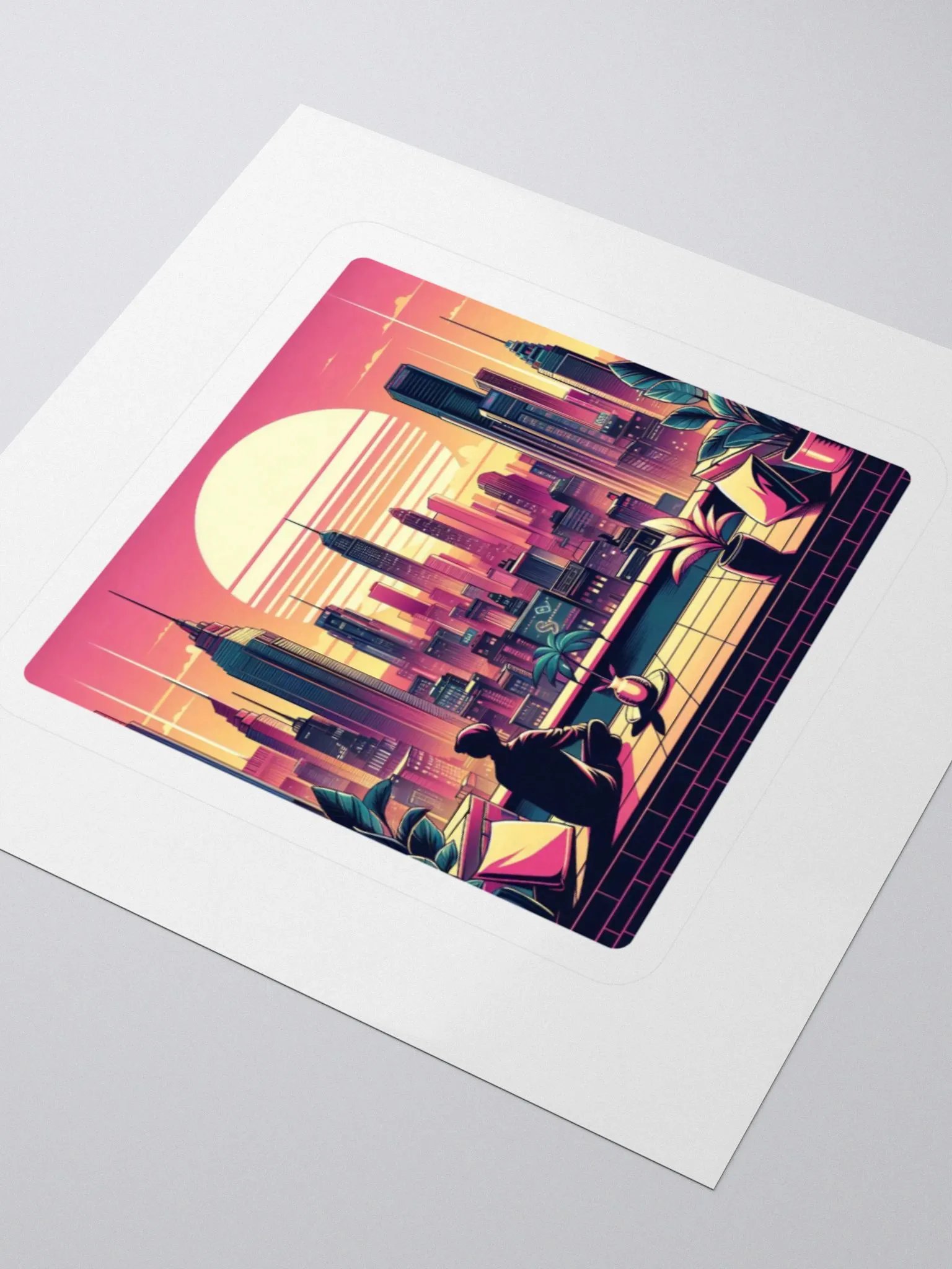 Sunset Cityscape Kiss Cut Stickers | AI Design traveling product image (8)
