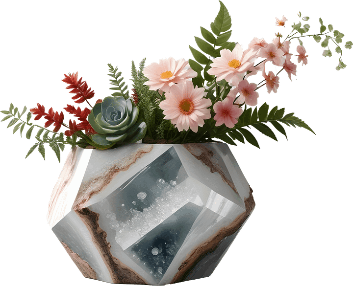 Boho Bliss – Gemstone-Inspired Floral Vase PNG product image (1)