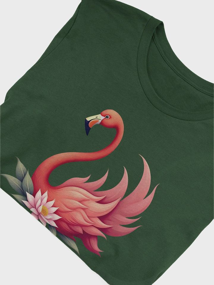 Flamingo T-Shirt, Elegant Pink Bird Tee, Nature-Inspired Art, Tropical Fashion, Unique Gift for Bird Lovers, Floral Flamingo Design T-shirt product image (2)