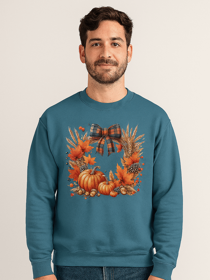 Autumn Harvest Pumpkin Wreath Design Sweatshirt product image (1)